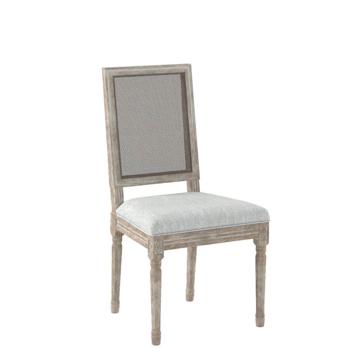 Guyou Farmhouse Dining Chairs Set of 2 - Upholstered Rattan Back French Country Accent Chairs with Distressed Wood Frame for Kitchen, Dining Room & Living Room - Beige Countryside Decor for Cozy Home & Restaurant Use