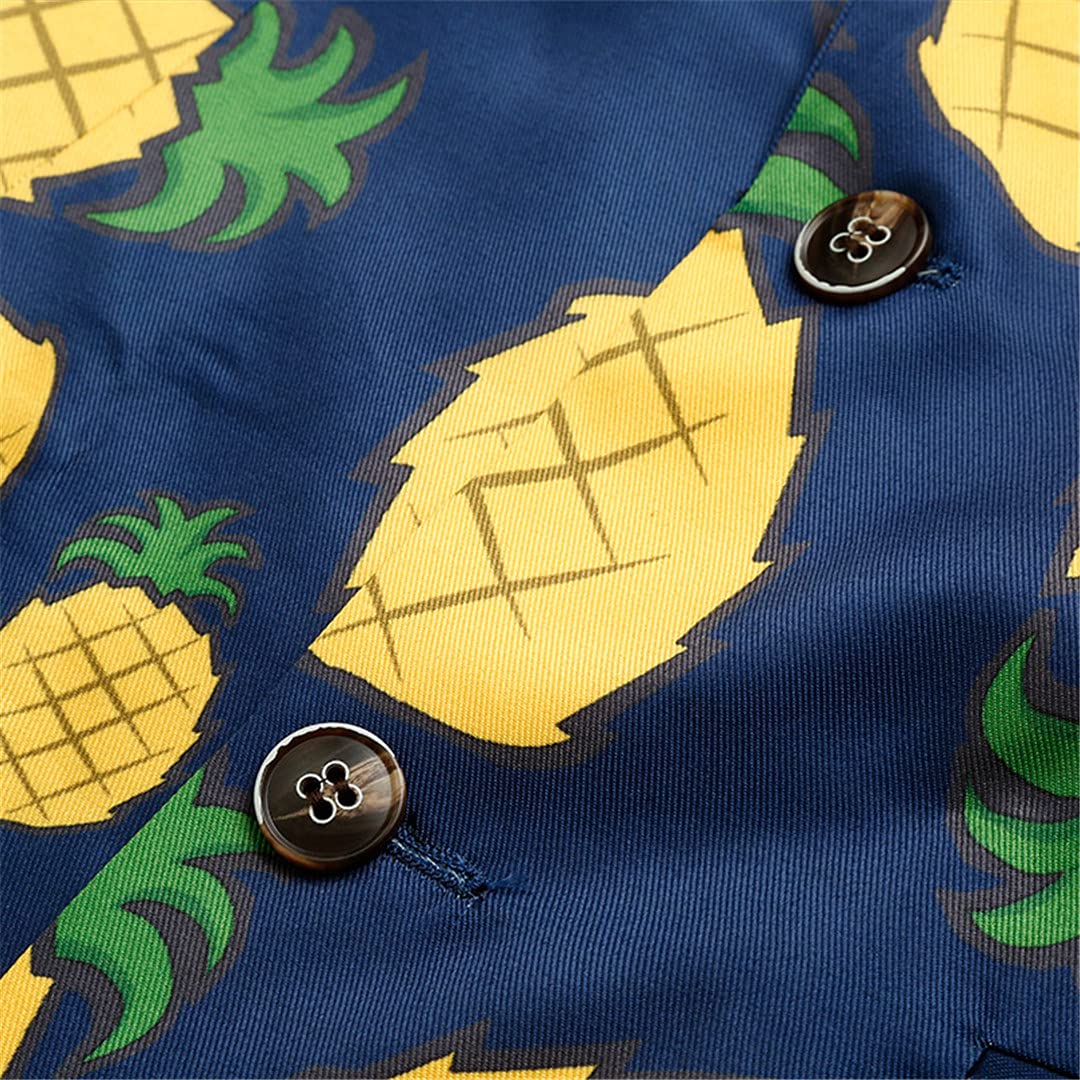Men's Casual Floral Pineapple Print Blazer Jacket - Stylish Holiday Party Suit for Summer Beach Weddings & Tropical Vacations