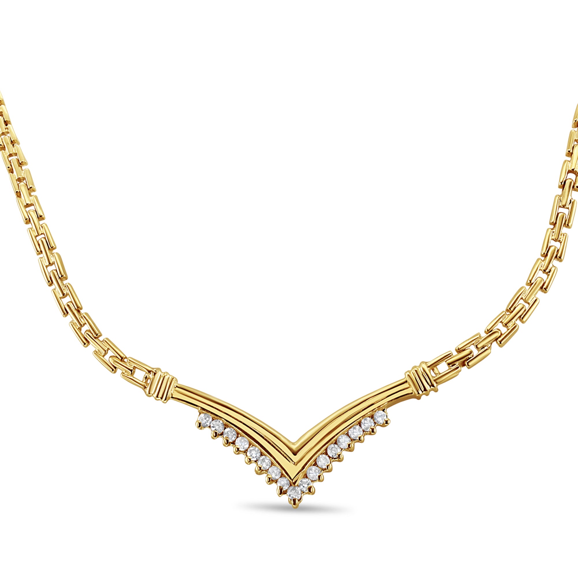 14k Yellow Gold Diamond Chevron Necklace for Women - Elegant Layering Jewelry for Weddings, Parties & Everyday Wear