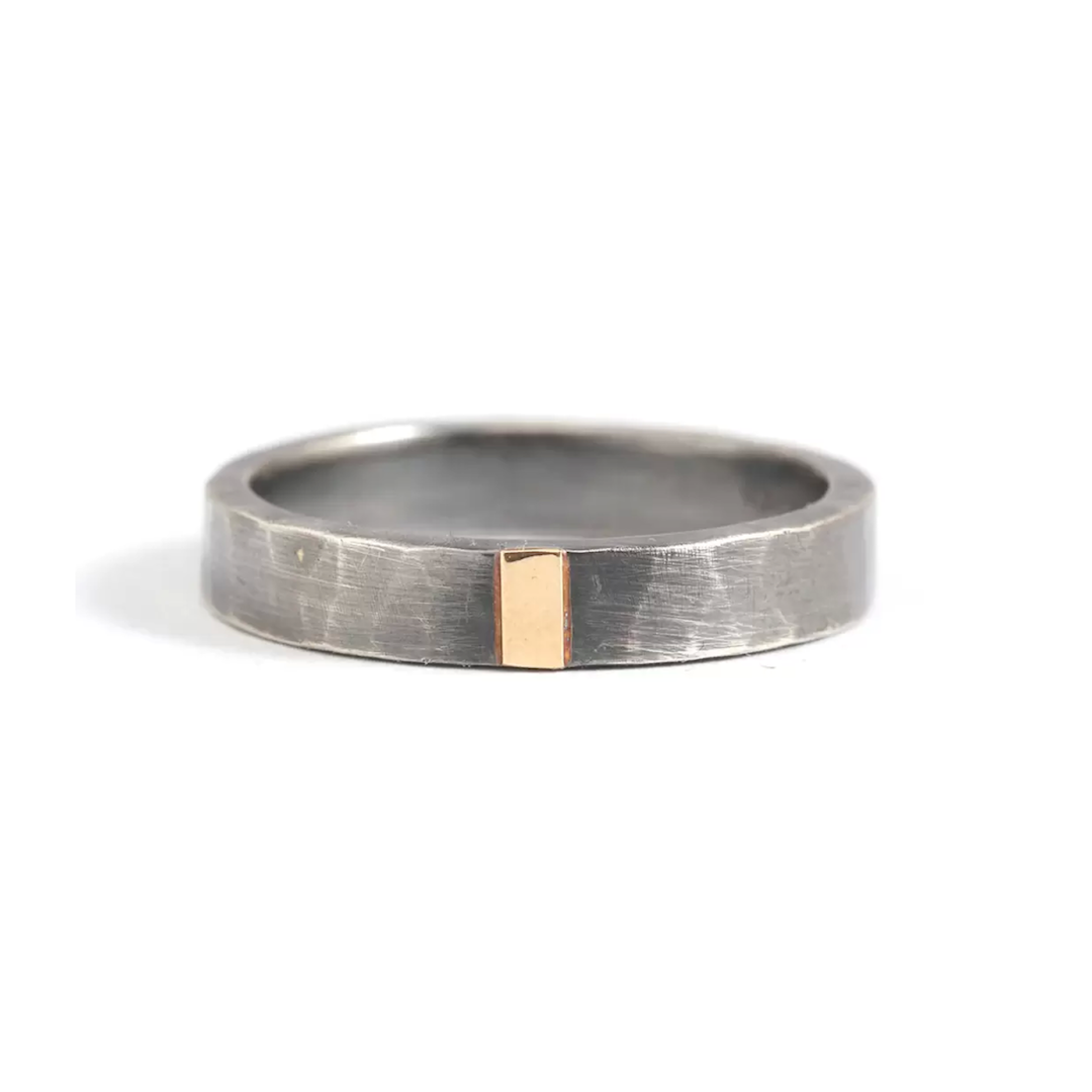Men's Silver & Gold Stripe Wedding Band Ring - Elegant Two-Tone Design for Engagement, Anniversary & Special Occasions