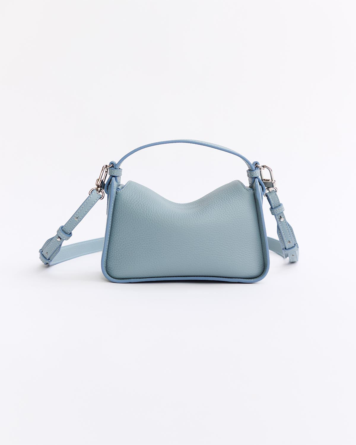 Mini Clementine Bag in Baby Blue Pebbled Leather - Stylish Crossbody Purse for Women, Perfect for Daily Use, Travel & Shopping