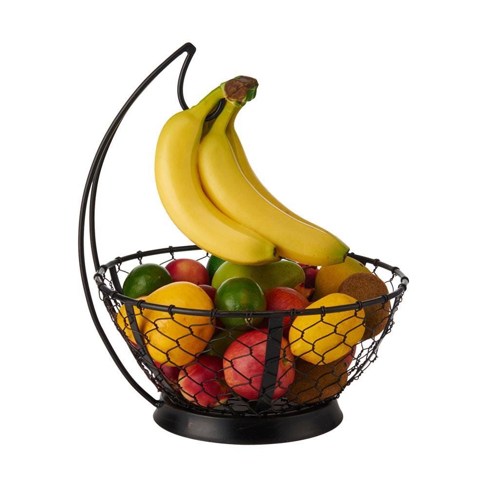 Fresh Farmers Market Fruit Basket with Banana Hanger - Perfect for Kitchen Counter, Dining Table & Healthy Snack Storage