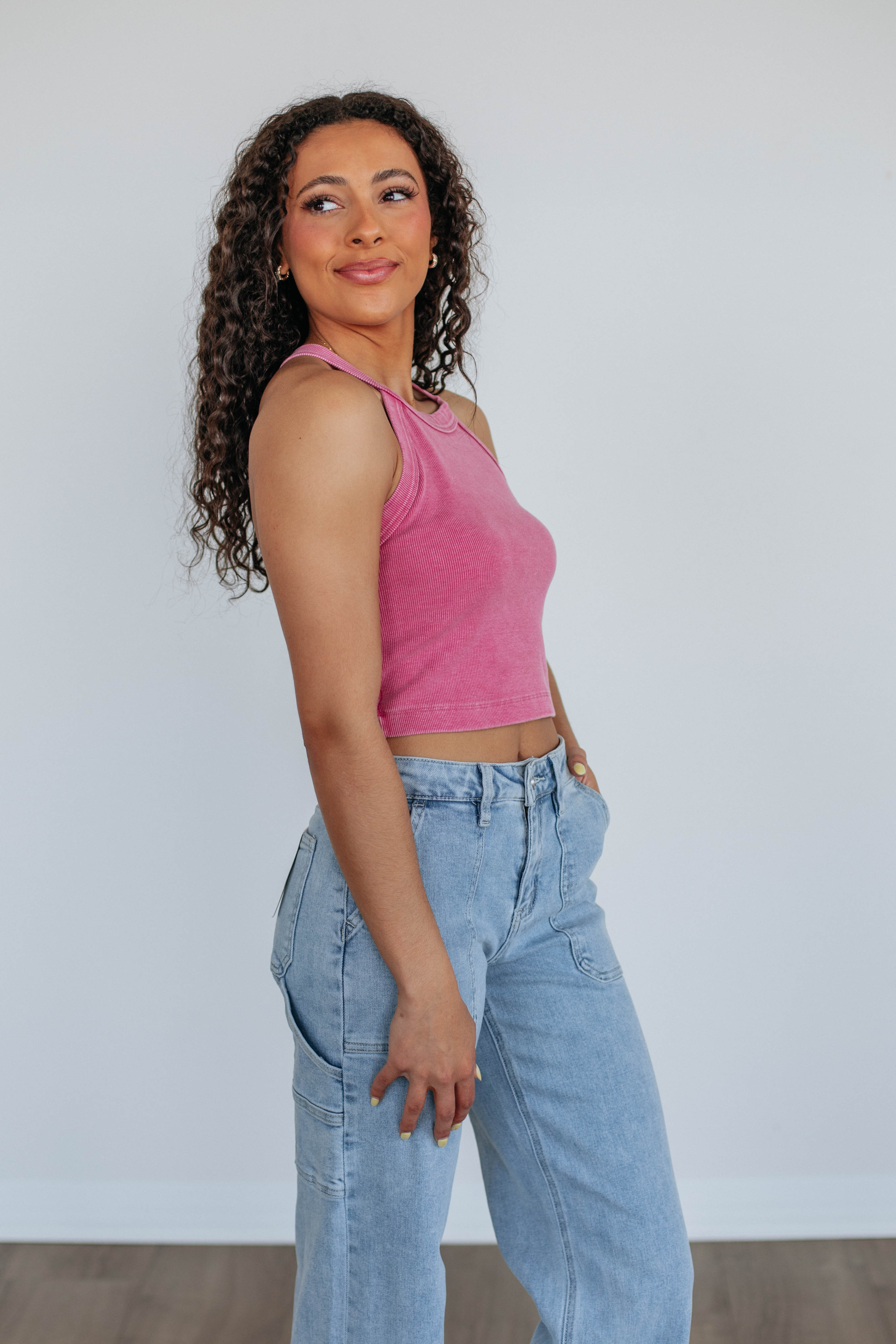 Chann Ribbed Tank Top for Women - Soft Stretchy Berry Red Casual Sleeveless Shirt - Perfect for Summer, Yoga, and Layering
