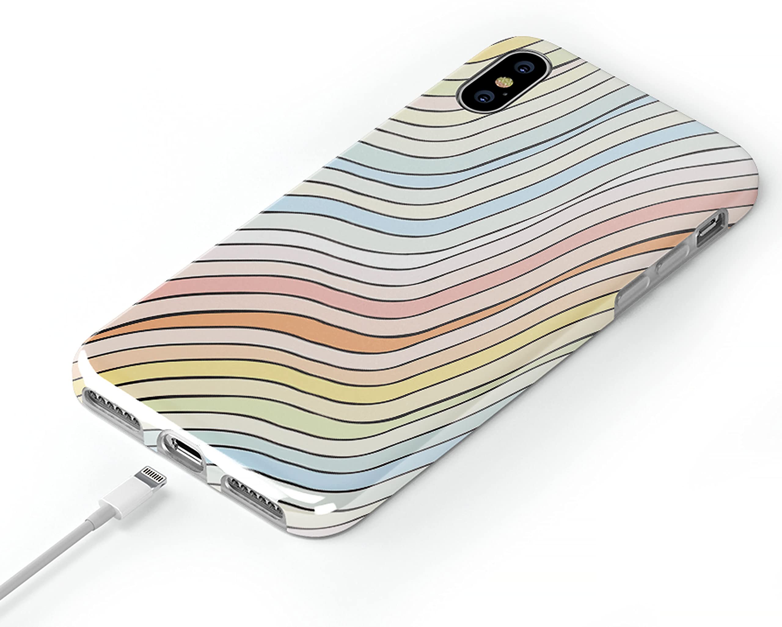 Casely iPhone Xs Max Case - Pastel Rainbow Lined Protective Cover | Shockproof & Scratch Resistant | Perfect for Beach, Travel & Everyday Use