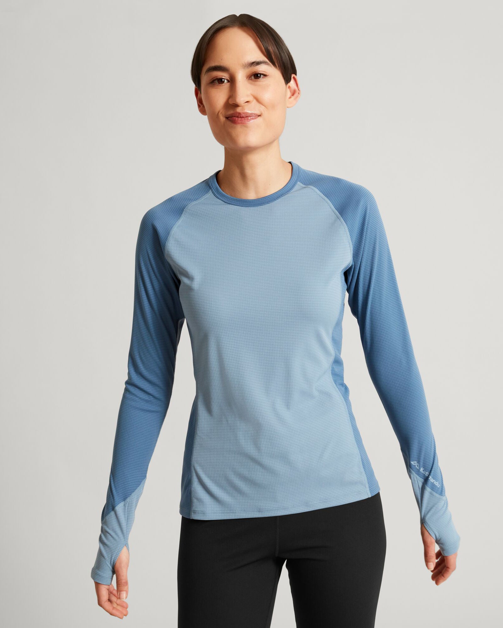 KMDAction Women's Long Sleeve T-Shirt - Breathable Workout Top for Yoga, Running & Gym | Moonlight Blue Haze | Athletic Casual Wear