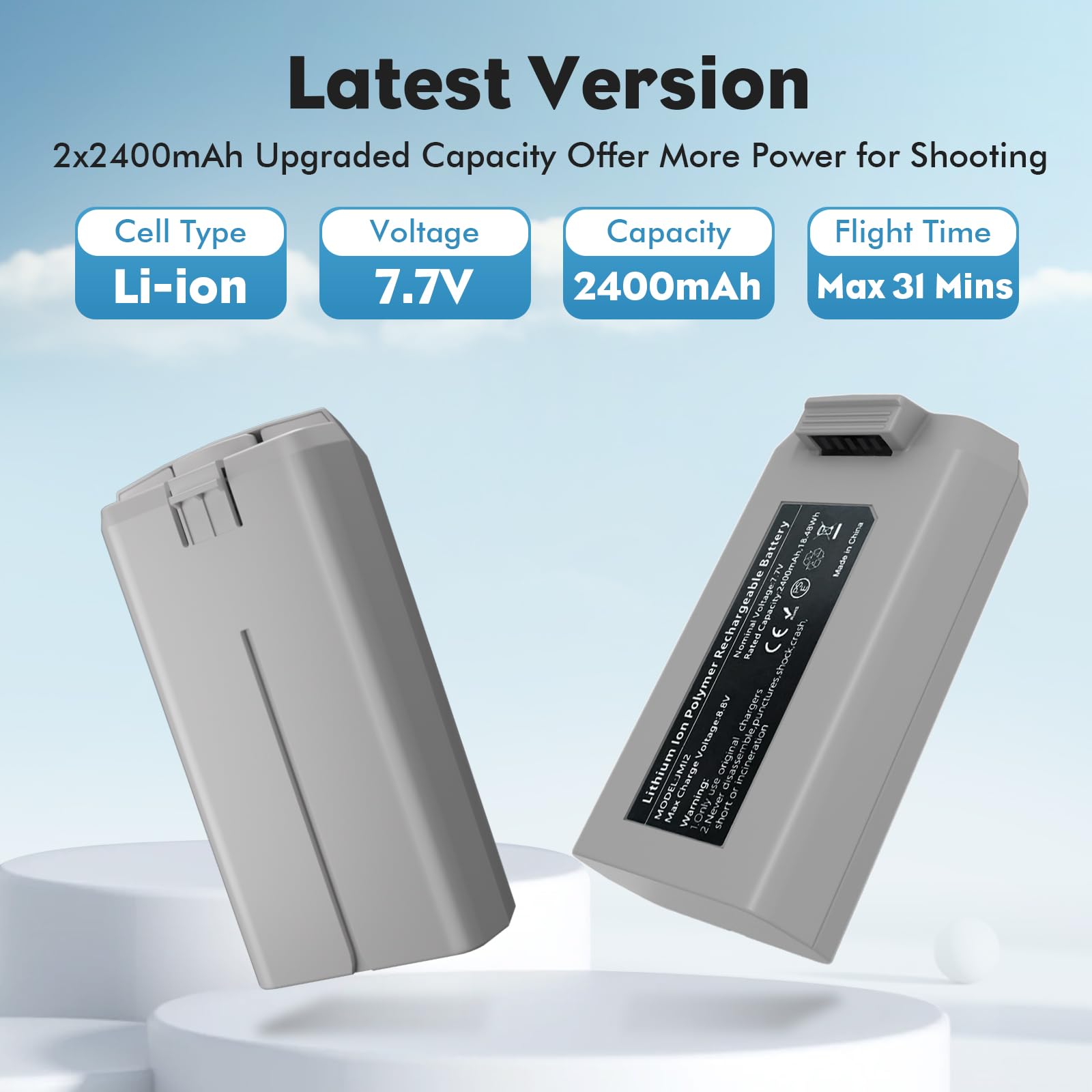 DJI Mini 4K/Mini 2 Series Intelligent Flight Battery 2-Pack with Two-Way Charging Hub - 2400mAh, 31 Min Flight Time - Compatible with DJI Mini 4K, Mini 2, Mini 2 SE, Mini SE - Perfect for Aerial Photography, Travel & Outdoor Adventures