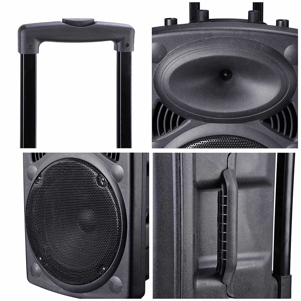 15in Portable PA Speaker with Bluetooth & Wireless Microphone - High Power Outdoor Sound System for Parties, Events, DJ Performances & Public Speaking