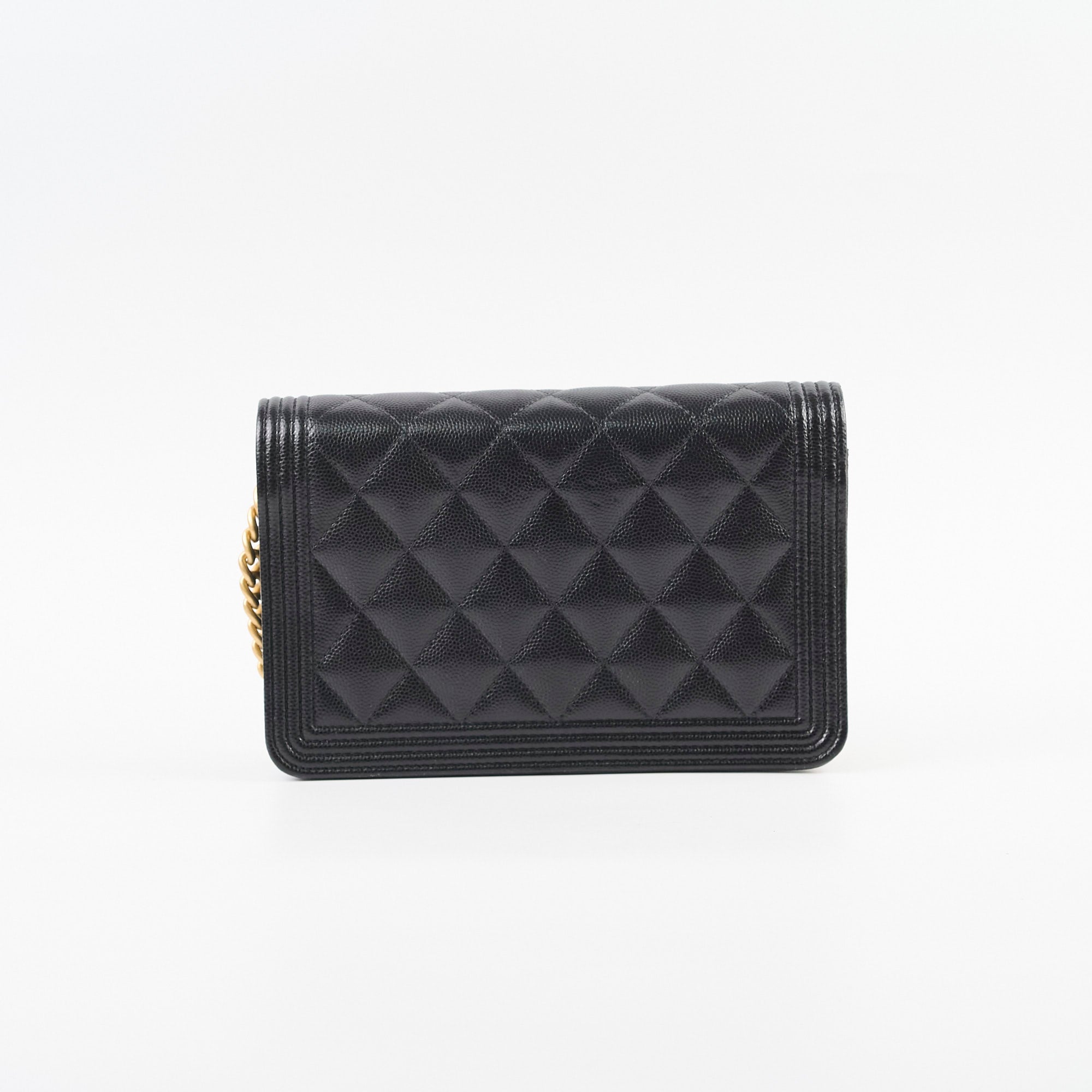 Chanel Caviar Leather Boy Wallet on Chain WOC Black Crossbody Bag for Women | Luxury Designer Handbag for Evening Out & Special Occasions
