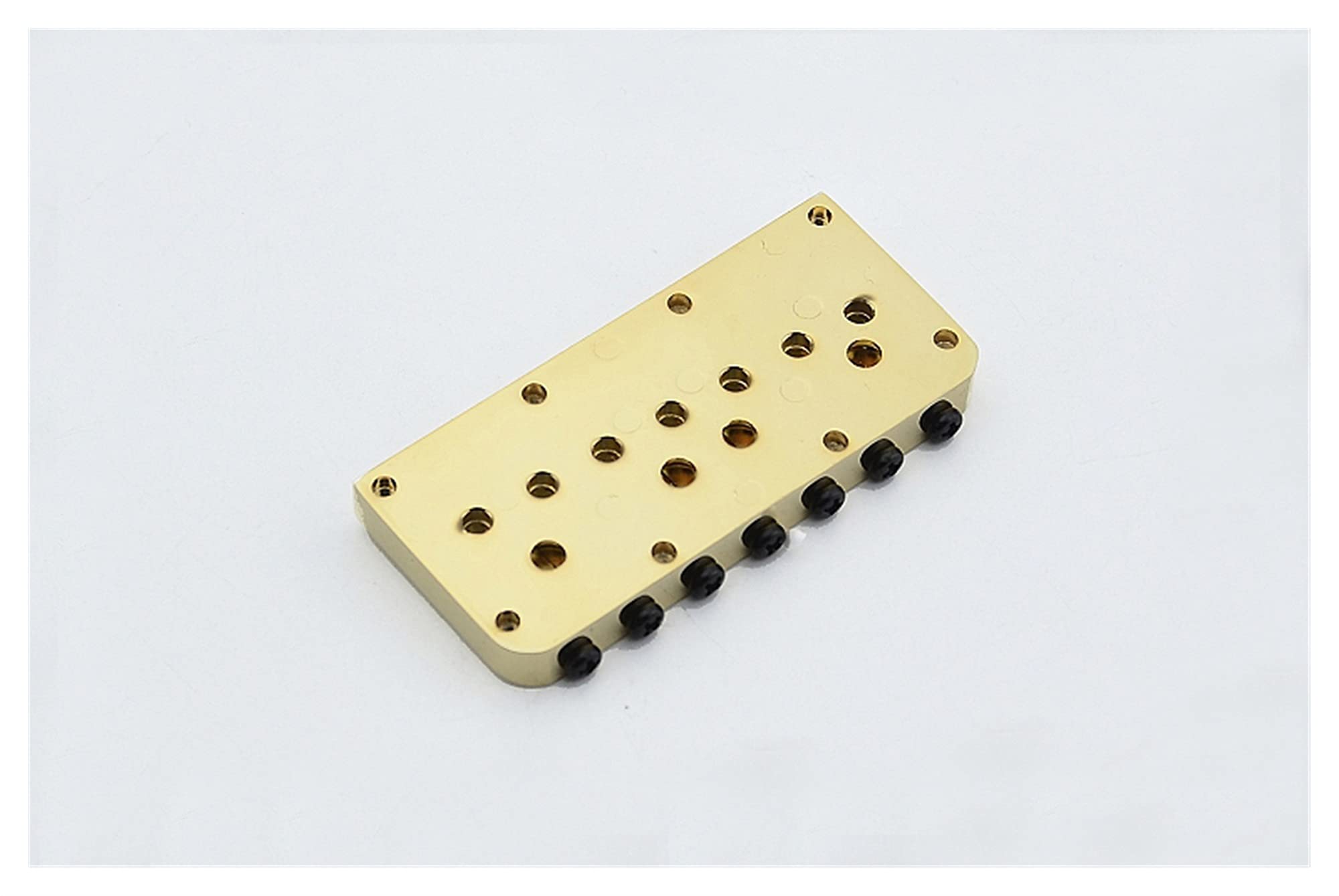7-String Electric Guitar Bridge Saddle Set - Stainless Steel Fixed Bridge with Gold Tailpiece for Enhanced Tone & Sustain | Perfect for Metal, Rock & Studio Recording