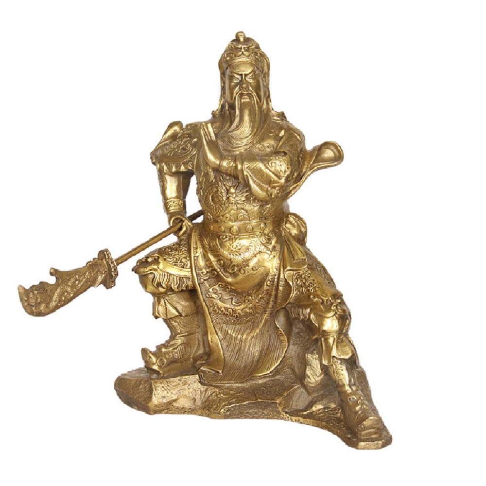9.5 Inch Chinese General Guan Yu Statue - Lucky Charm Figurine for Office Desk Decor, Home Altar & Feng Shui Blessing