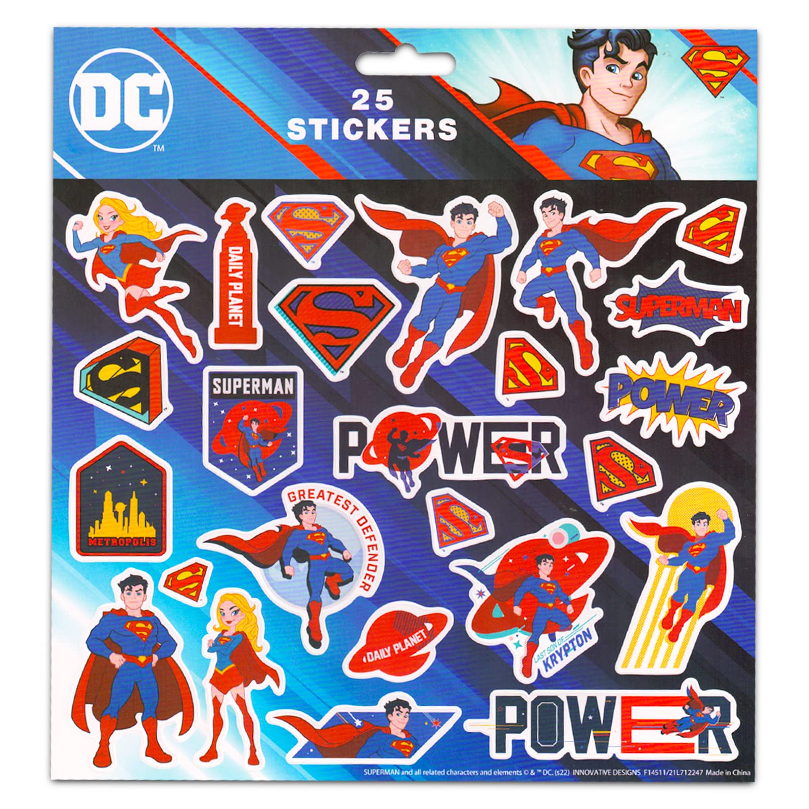 DC Comics Superman Stickers Variety Pack - Justice League Party Supplies, Adhesive Sticker Sheets for Scrapbooking, DIY Crafts, Party Favors & School Projects | Perfect for Birthday Decorations, Gift Wrapping & Kids Activities