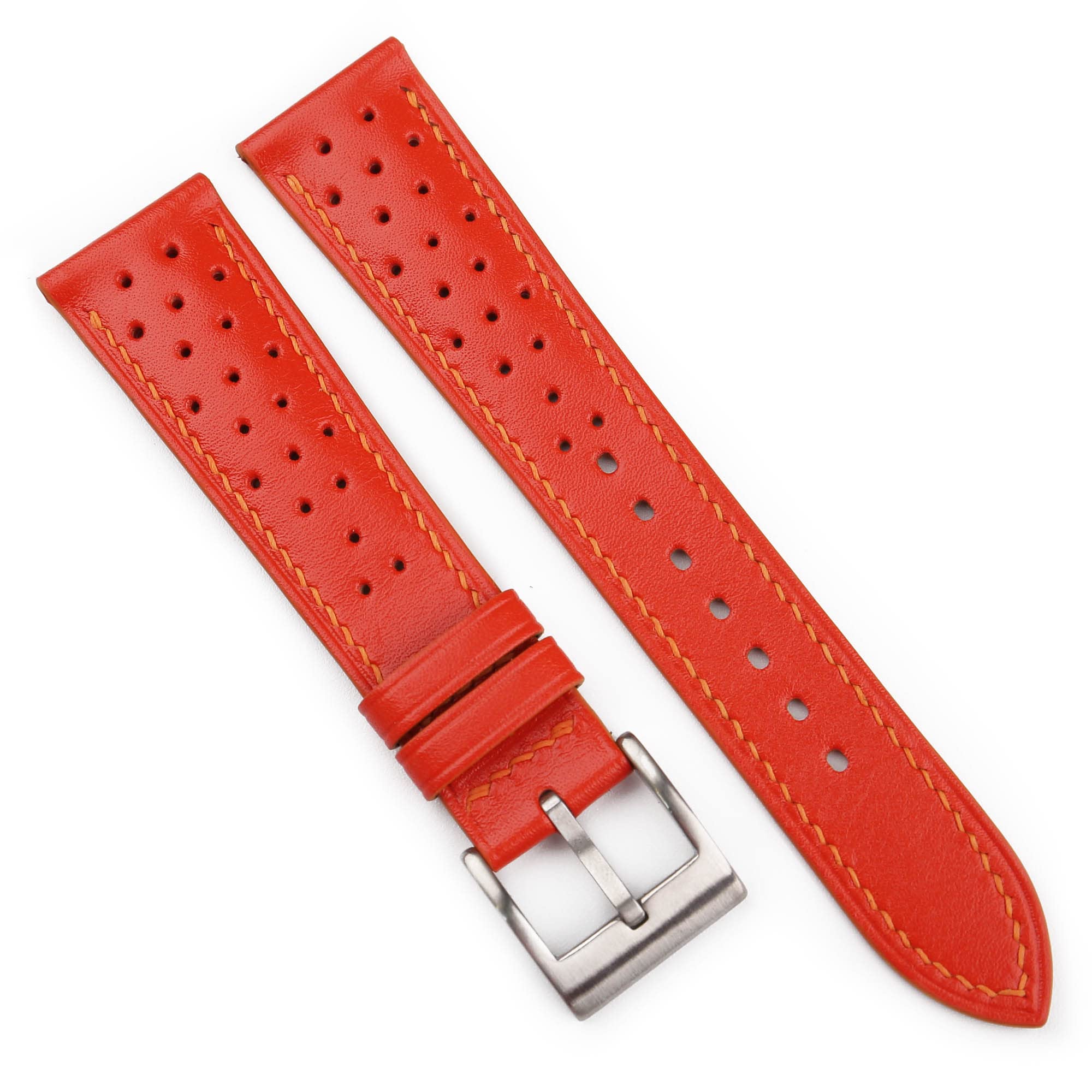 Handmade Rally Swift Leather Watch Strap - Quick Release Replacement Band 16mm 18mm 19mm 20mm 22mm 23mm for Men & Women - Durable Genuine Leather Watch Accessory (Red) - Perfect for Daily Wear, Business & Casual Outfits