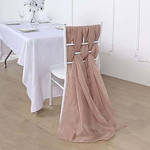 50 Dusty Rose Extra Wide Premium Chiffon Chair Sashes - Elegant Wedding Decorations for Ceremony & Reception (Chair Bows, Table Decor, Party Supplies)