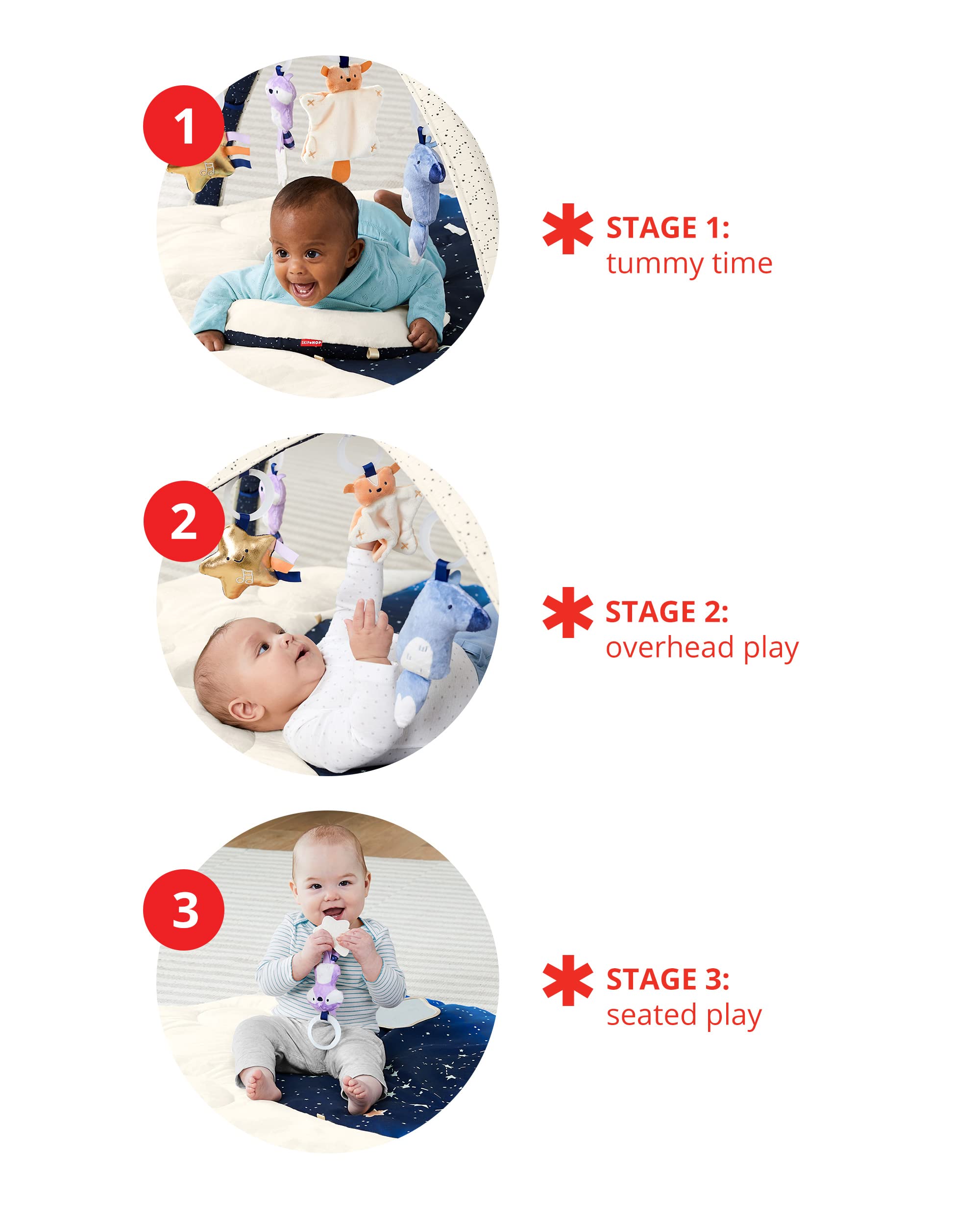 Skip Hop Baby Play Gym - Celestial Dreams Grey Developmental Activity Center & Farmstand Avocado Stroller Toy | Newborn Tummy Time Mat, Infant Sensory Play, Montessori Learning Toy for 0-12 Months