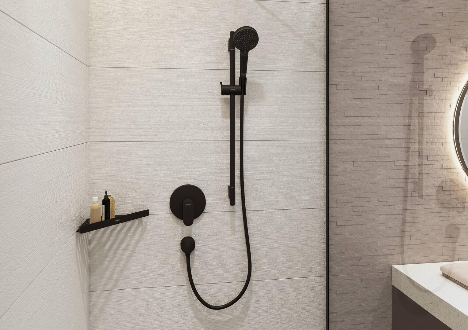 Hansgrohe AddStoris Corner Basket in Matte Black (41741670) - Perfect for Bathroom Storage and Organization