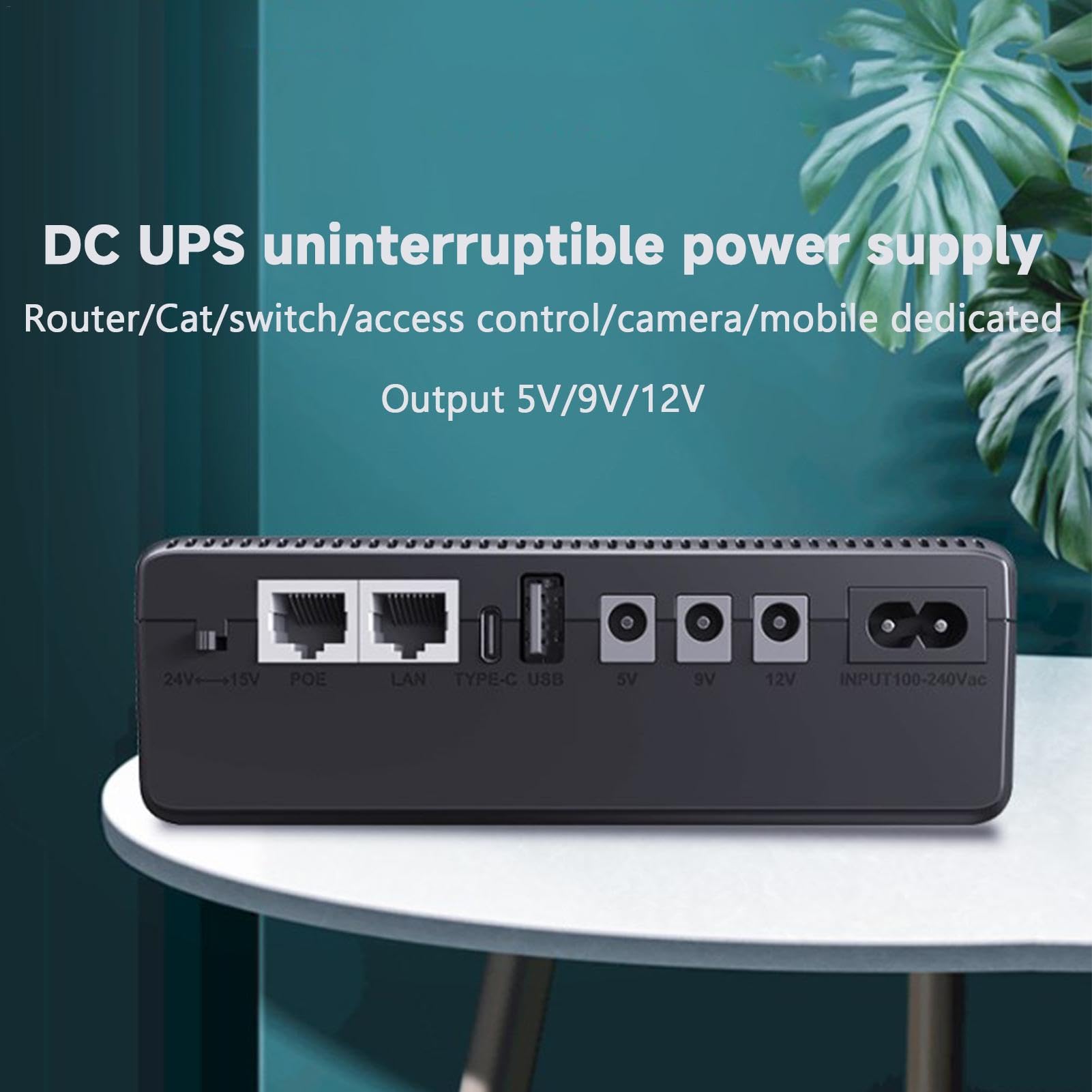 10400mAh UPS Backup Battery for Router & WiFi Camera - Compact Uninterruptible Power Supply for Security Systems | Perfect for Home/Office Network Equipment & Surveillance Devices