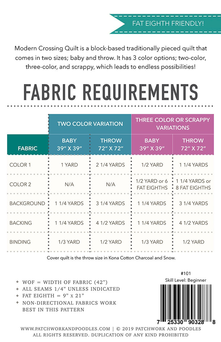 Modern Crossing Quilt Pattern - Contemporary DIY Quilting Design for Home Decor, Bedding & Gift Ideas | Perfect for Beginners & Advanced Quilters
