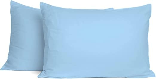 Premium 2-Piece Toddler Travel Pillowcase Set - 100% Egyptian Cotton 600 Thread Count (16x22 Inches) - Breathable, Wrinkle & Fade Resistant - Sky Blue - Perfect for Airplane, Car Seat & Stroller Travel