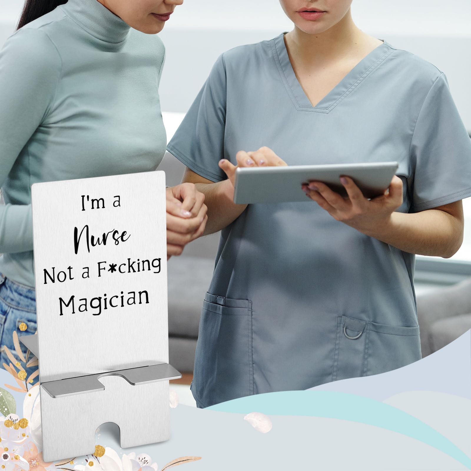 Funny Nurse Phone Stand - Stainless Steel Holder for Nurses & Women - Perfect for Work & Gifts