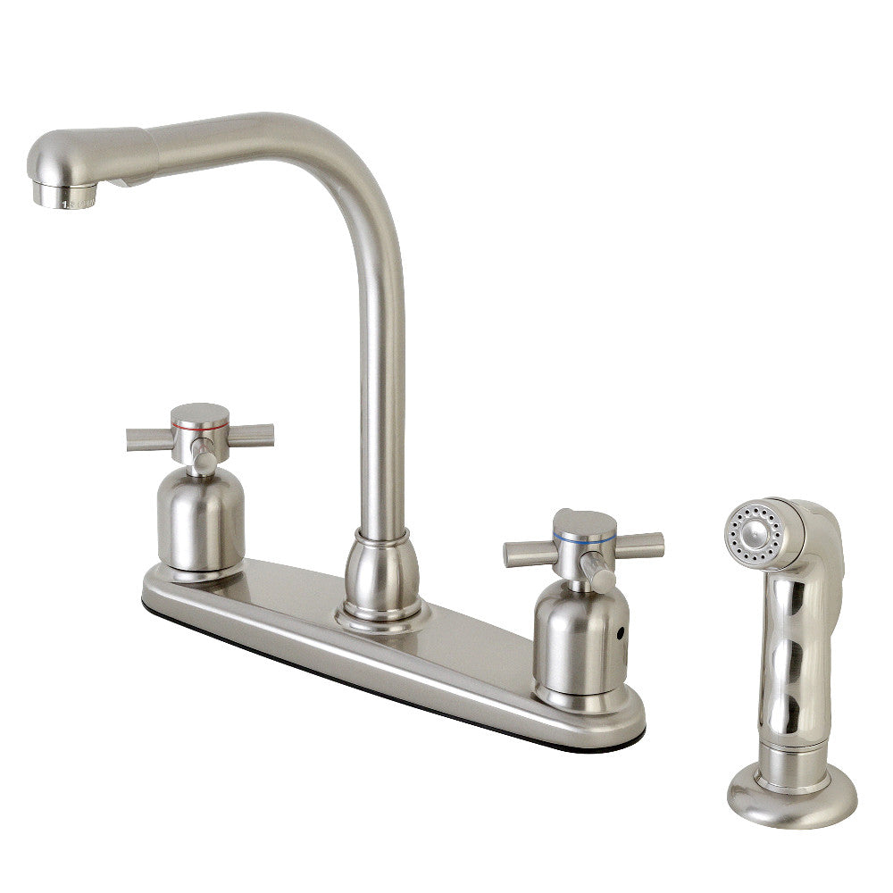 Kingston Brass FB758DXSP Concord 8 Inch Centerset Kitchen Faucet with Pull Down Sprayer - Perfect for Modern Kitchens, Dishwashing & Food Prep