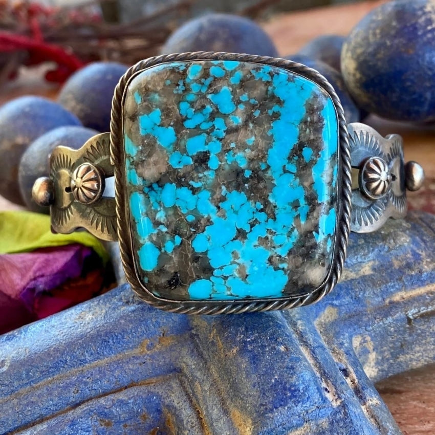 Sterling Silver Chimney Butte Bracelet with Natural Turquoise and Quartz Stone - Handmade Boho Jewelry for Women, Perfect for Casual Wear, Gift Giving & Spiritual Healing