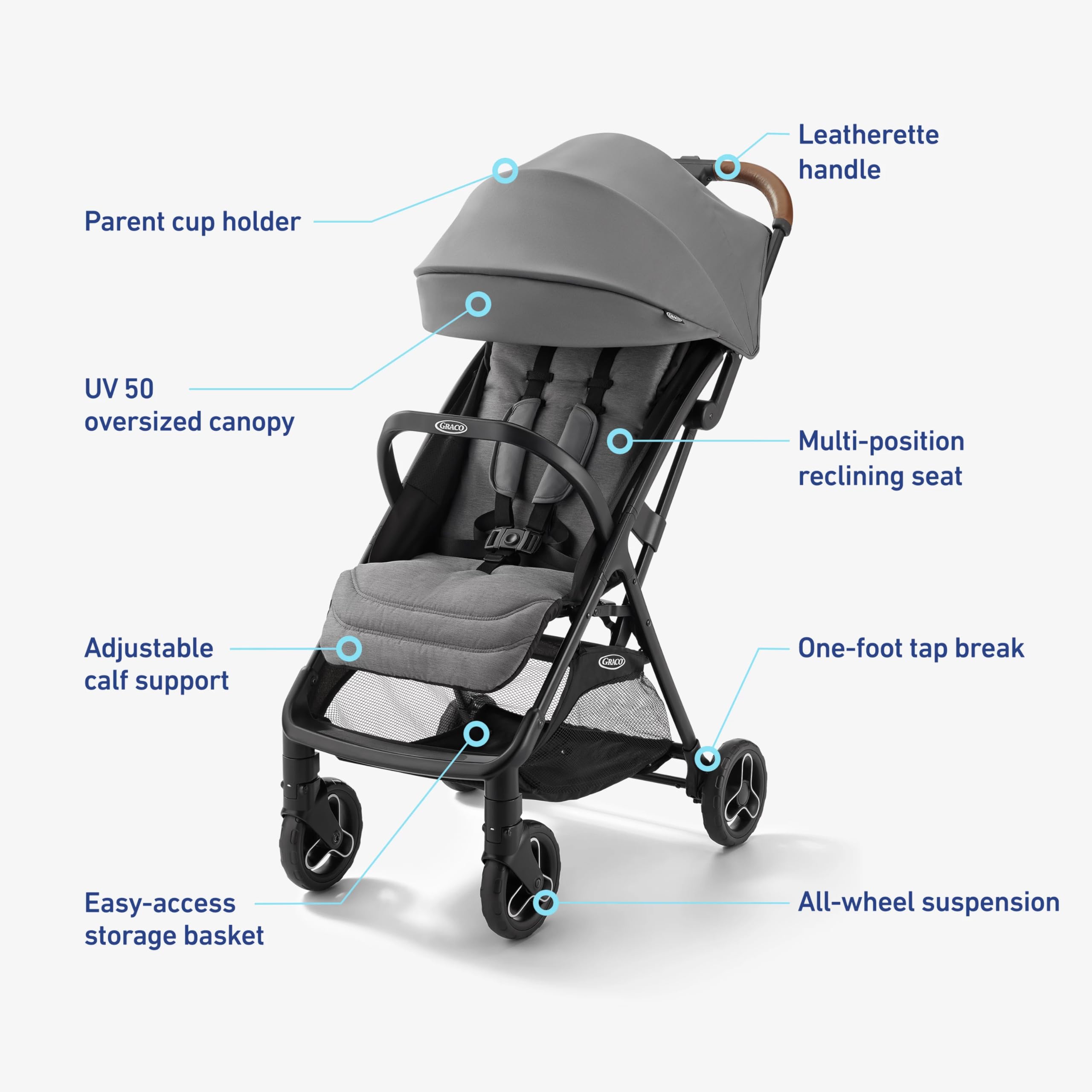 Graco Ready2Jet Compact Travel Stroller - Lightweight Automatic Fold Stroller for Airplane & Everyday Use | Overhead Cabin Friendly Baby Stroller | Perfect for Travel, Shopping & City Walks