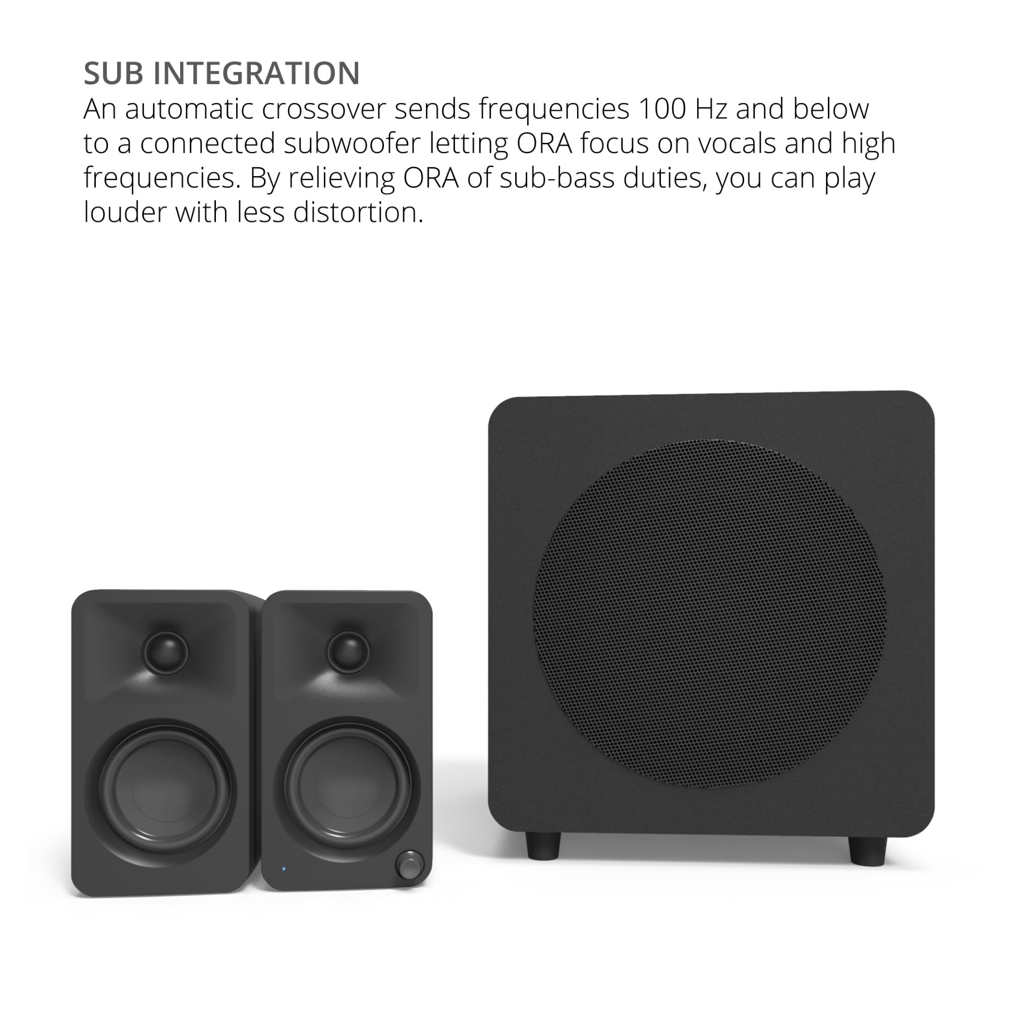 Kanto ORAMB 100W Bluetooth 5.0 Computer Speakers with USB-C Input - Bi-Amplified Desktop Audio System | 100Hz Auto Crossover | Studio Monitor Sound Quality | Perfect for Gaming, Music Production & Home Office (Black)