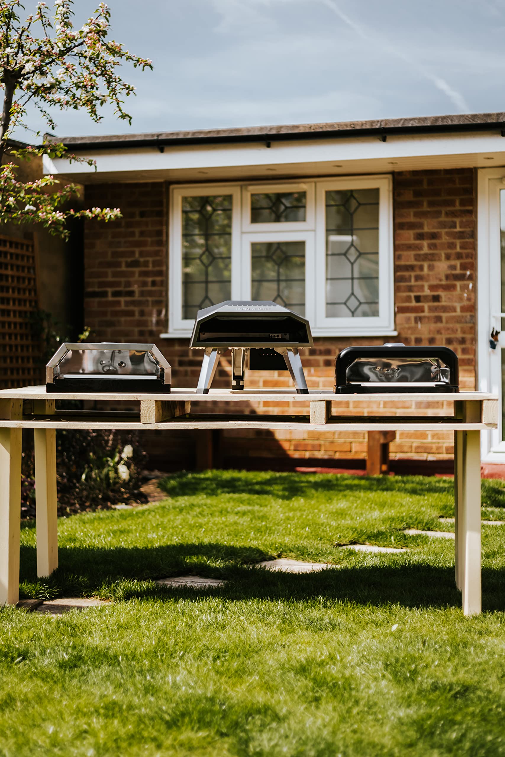 Hungry Chef Outdoor Pizza Oven - Portable Pizza Maker for Grill & Camping with Premium Pizza Stone (Black) | Perfect for Backyard BBQs, Tailgating & Outdoor Cooking
