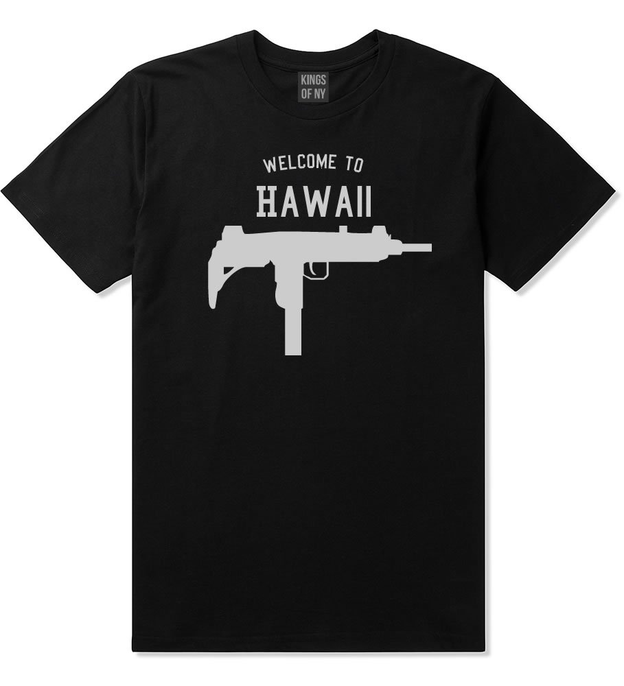 Welcome to Hawaii Uzi Sub Machine Gun Men's T-Shirt - Cool Graphic Tee for Casual Wear, Beach Party & Street Style