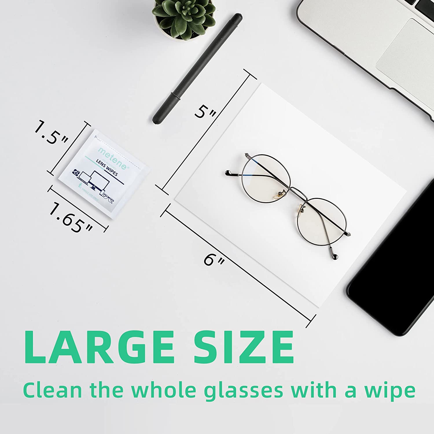 Metene Lens Wipes - 220 Count Pre-Moistened Eyeglass Cleaning Wipes for Glasses, Sunglasses & Screens | Perfect for Home, Office & Travel Use