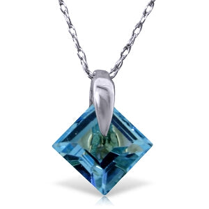 1.16 Carat 14K Solid White Gold Blue Topaz Necklace - Elegant Birthstone Jewelry for Women, Perfect Gift for Anniversary, Birthday & Special Occasions