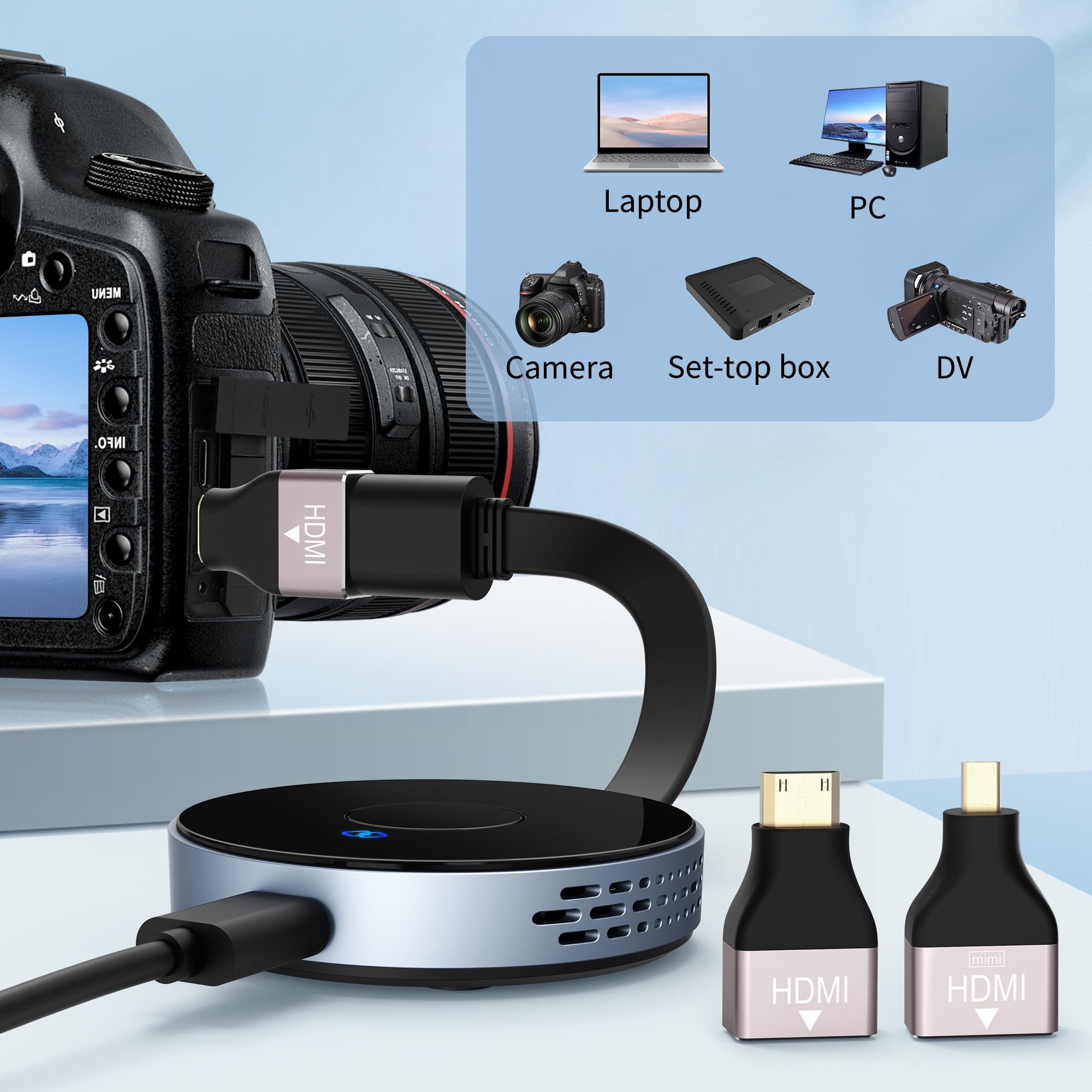 Wireless HDMI Transmitter & Receiver Kit - 4K Ultra HD Plug & Play Dongle Adapter with 2.4G/5GHz Dual Band for PC/Laptop to Monitor/TV | Perfect for Home Theater, Gaming & Office Presentations