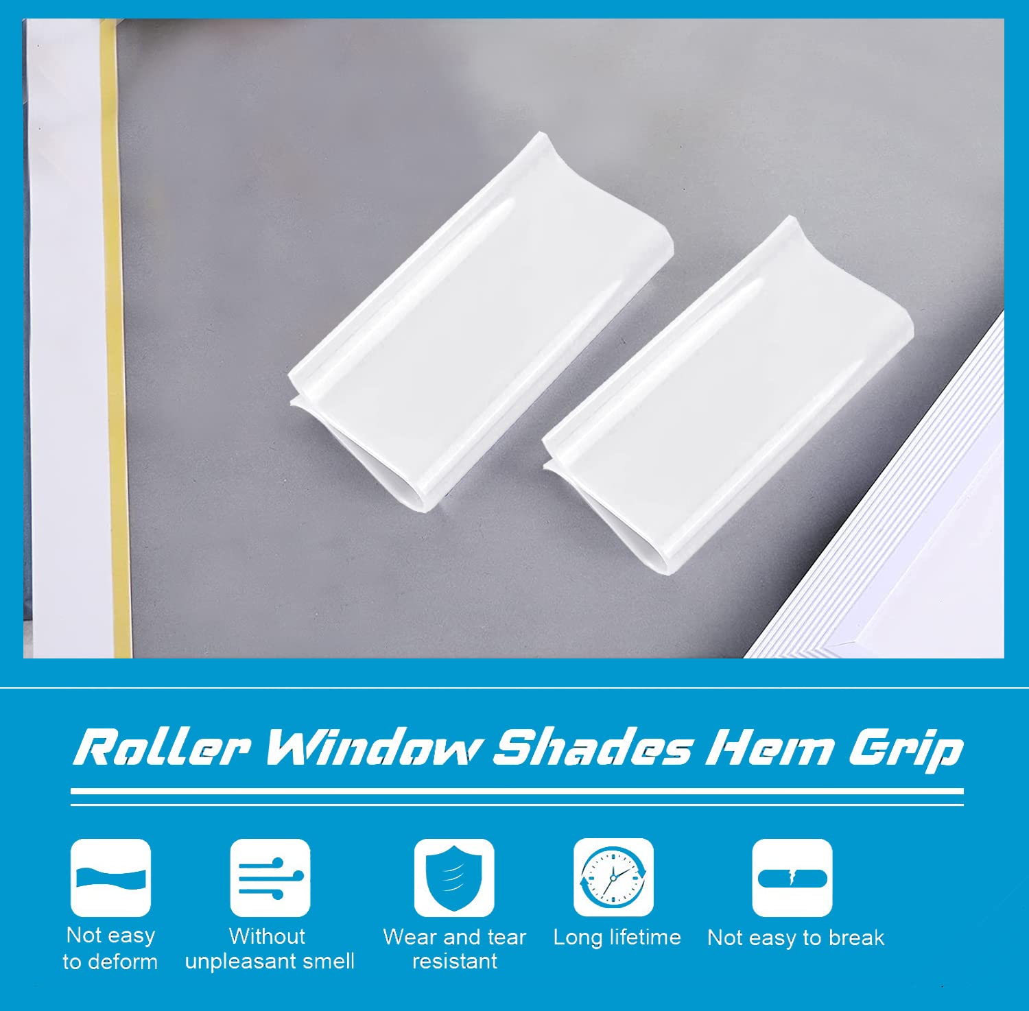 Clear Plastic Roller Window Shade Hem Grips - 40 Pack White Curtain Accessories for Easy Installation & Smooth Rolling | Perfect for Living Room, Bedroom & Office Window Treatments
