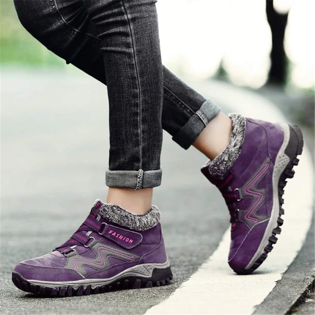 Nobrandd Women's Winter Thermal Faux Fur Lined Leather Platform High Top Boots - Purple, Warm Snow Boots for Cold Weather, Fashionable Winter Shoes for Women, Perfect for Outdoor Activities, Snow Days and Casual Wear