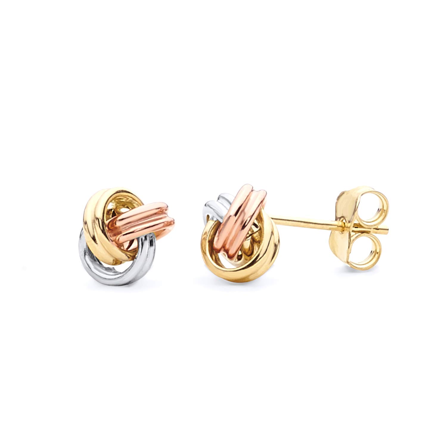 14K Tri-Color Gold Knot Earrings for Women - Elegant Dainty Hoop Earrings for Everyday Wear, Gift Giving & Special Occasions
