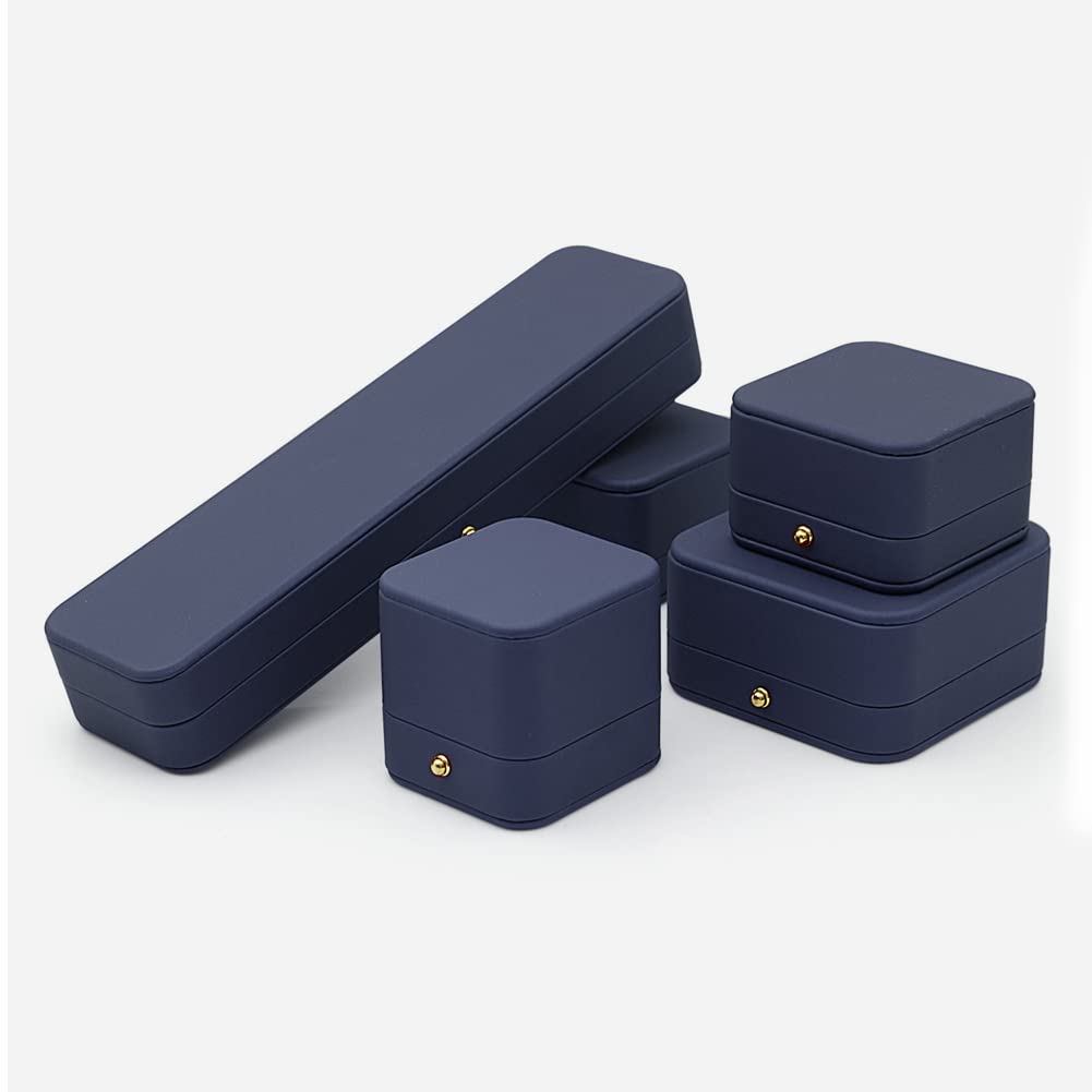 Premium Blue Leather Jewelry Box with Velvet Interior - Long Chain Bracelet, Necklace & Watch Storage Case - Elegant Gift for Wedding, Engagement, Proposal, Birthday & Anniversary - Perfect for Jewelry Display, Organization & Gift-Giving