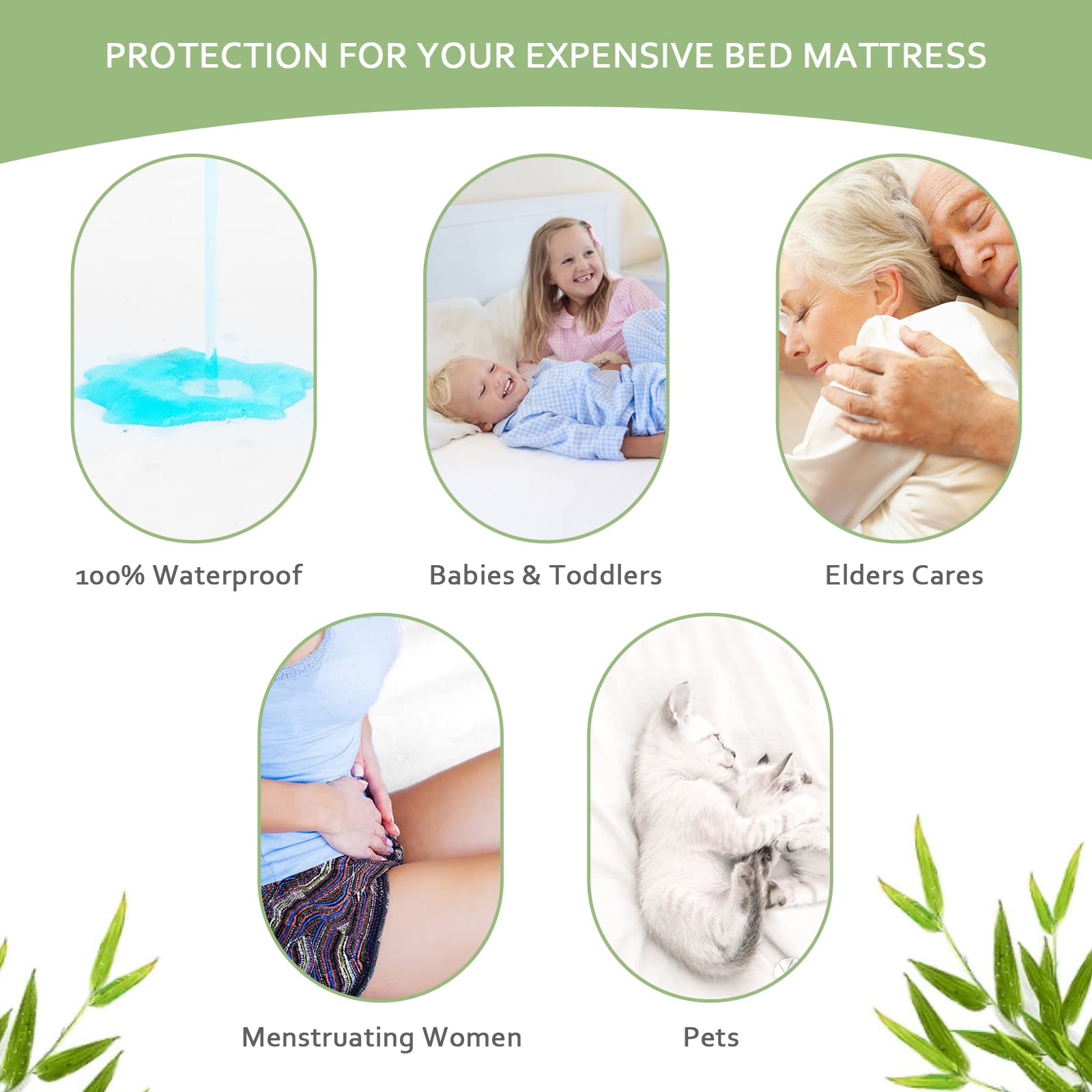 Breathable Bamboo Viscose Full Size Mattress Protector - Skin-Friendly, 14