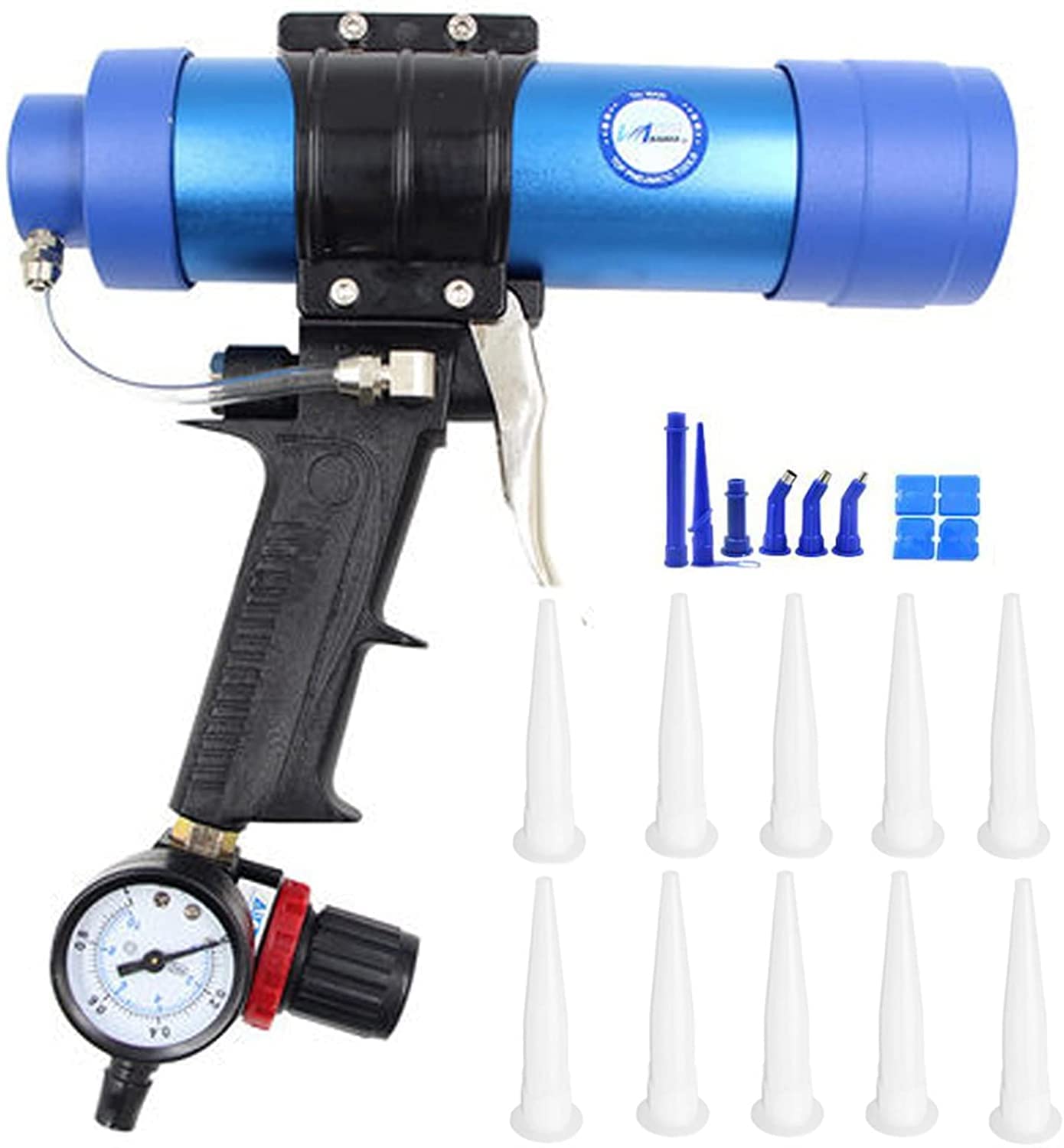 NOALED 310Ml Air Caulking Gun - Pneumatic Cartridge Dispenser for Silicone Sealant & Construction Adhesive - Perfect for Glass Gluing, Caulk Removal & DIY Projects