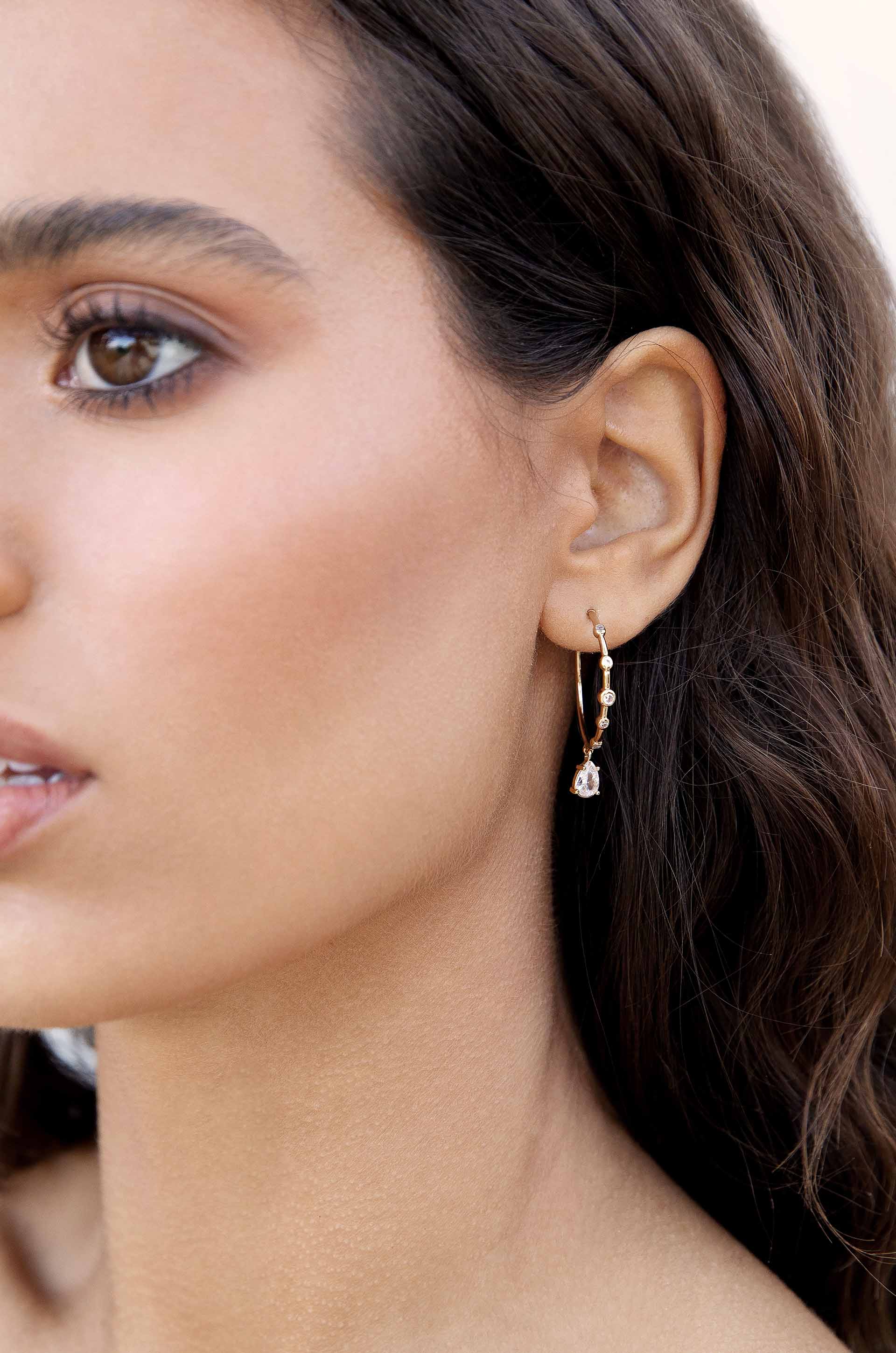 Elegant Crystal Charm Hoop Earrings for Women - Dainty Sparkling Jewelry for Party, Wedding & Everyday Wear
