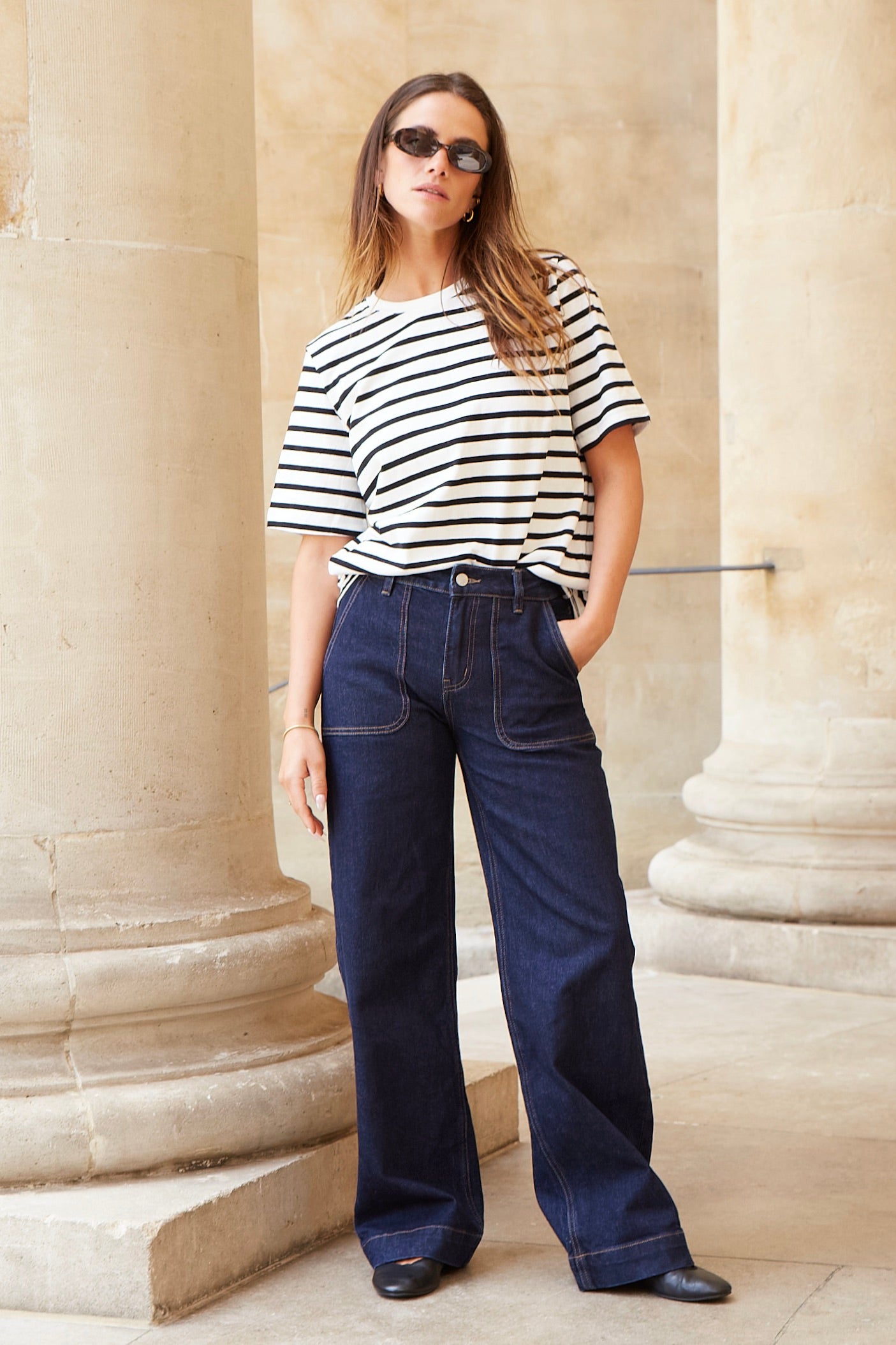 Black and White Striped Boxy Fit Tee - Casual Loose Fit T-Shirt for Women | Perfect for Everyday Wear, Layering & Street Style Outfits