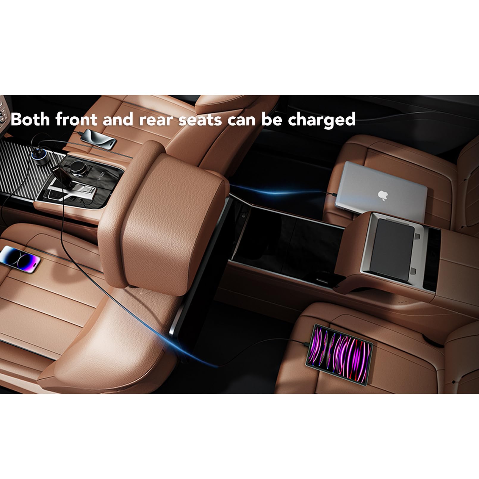 78W 4-Port USB C Car Charger with Voltmeter - Fast Charging Adapter for iPhone 16/15/14/13 Pro, Samsung Galaxy, iPad - Perfect for Road Trips & Multi-Device Charging in Vehicles