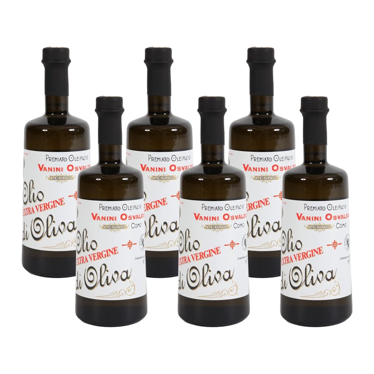 Premiato Oleificio Vanini Osvaldo - Premium Italian Extra Virgin Olive Oil from Como - 8.45 Fl Oz (6-Pack) - Ideal for Salads, Cooking & Gourmet Gifts