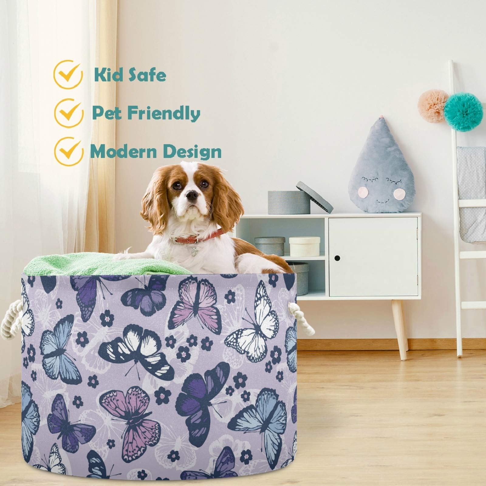 Visesunny Collapsible Large Capacity Storage Basket - Foldable Laundry Hamper for Clothes, Toys & Organizing | Durable Cotton Handles | Perfect for Bathroom, Bedroom, Nursery & Closet Organization | Space-Saving Home Storage Solution