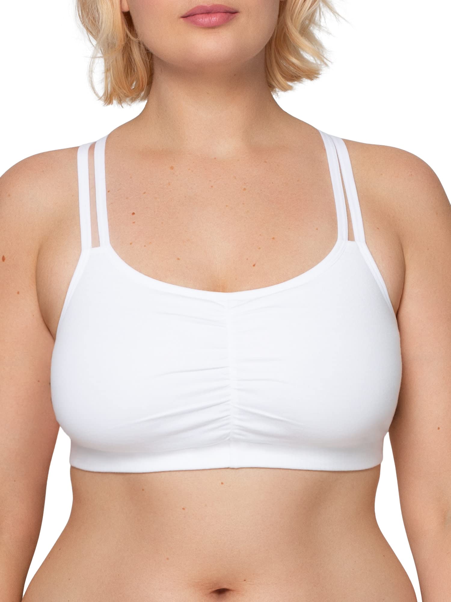 Fruit of the Loom Women's Cotton Sports Bra - Comfortable Spaghetti Strap Workout Top for Yoga, Running & Gym