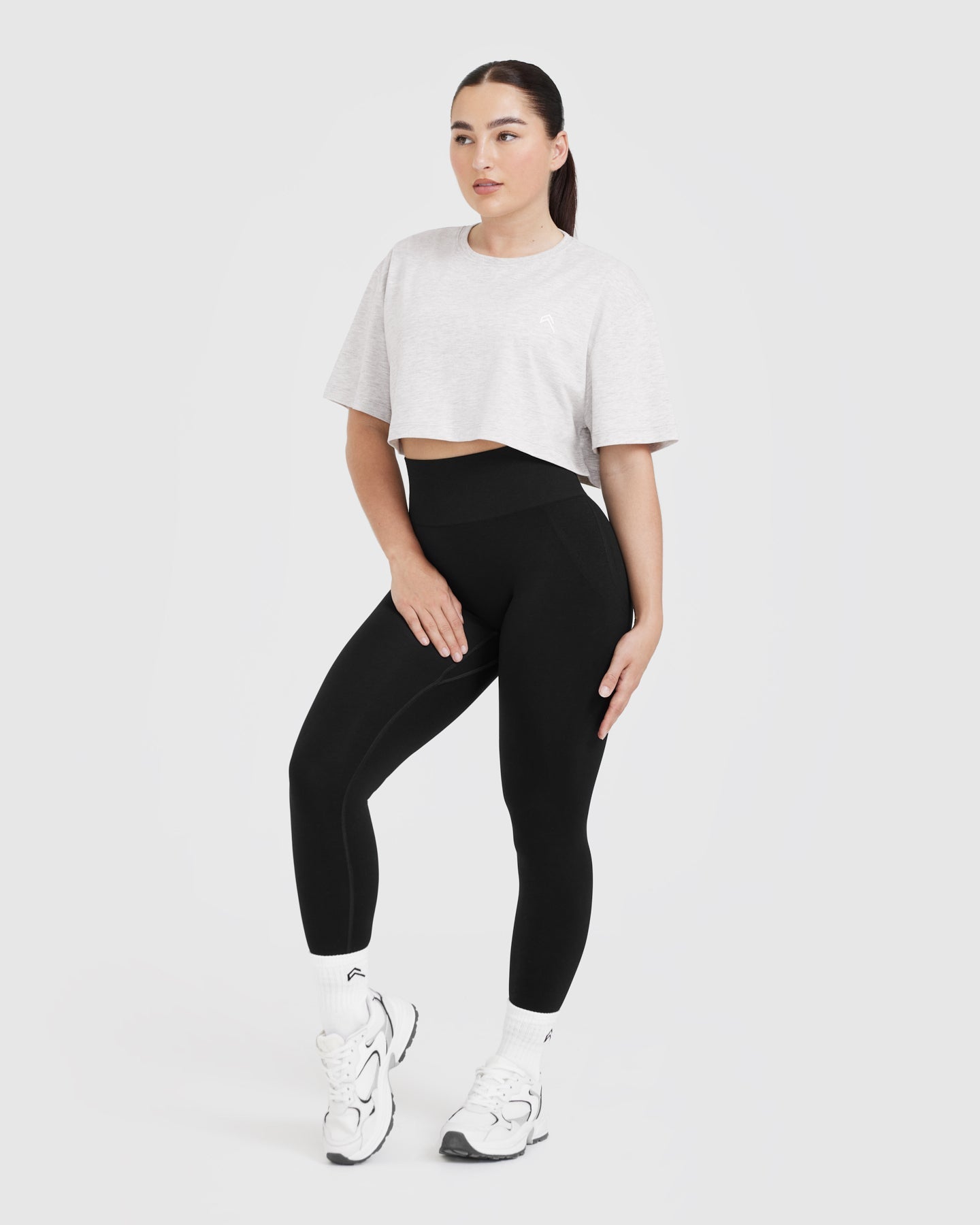 Classic Crop Lightweight T-Shirt for Women - Soft Comfortable Grey Marl Cotton Tee - Perfect for Casual Wear, Gym, and Everyday Outfits