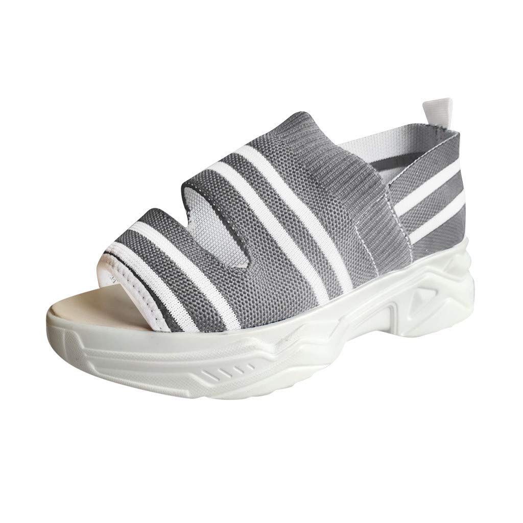 Women's Summer Casual Sport Sandals - Comfortable Elastic Platform Flat Beach Shoes with Wide Width - Perfect for Walking, Travel & Outdoor Activities