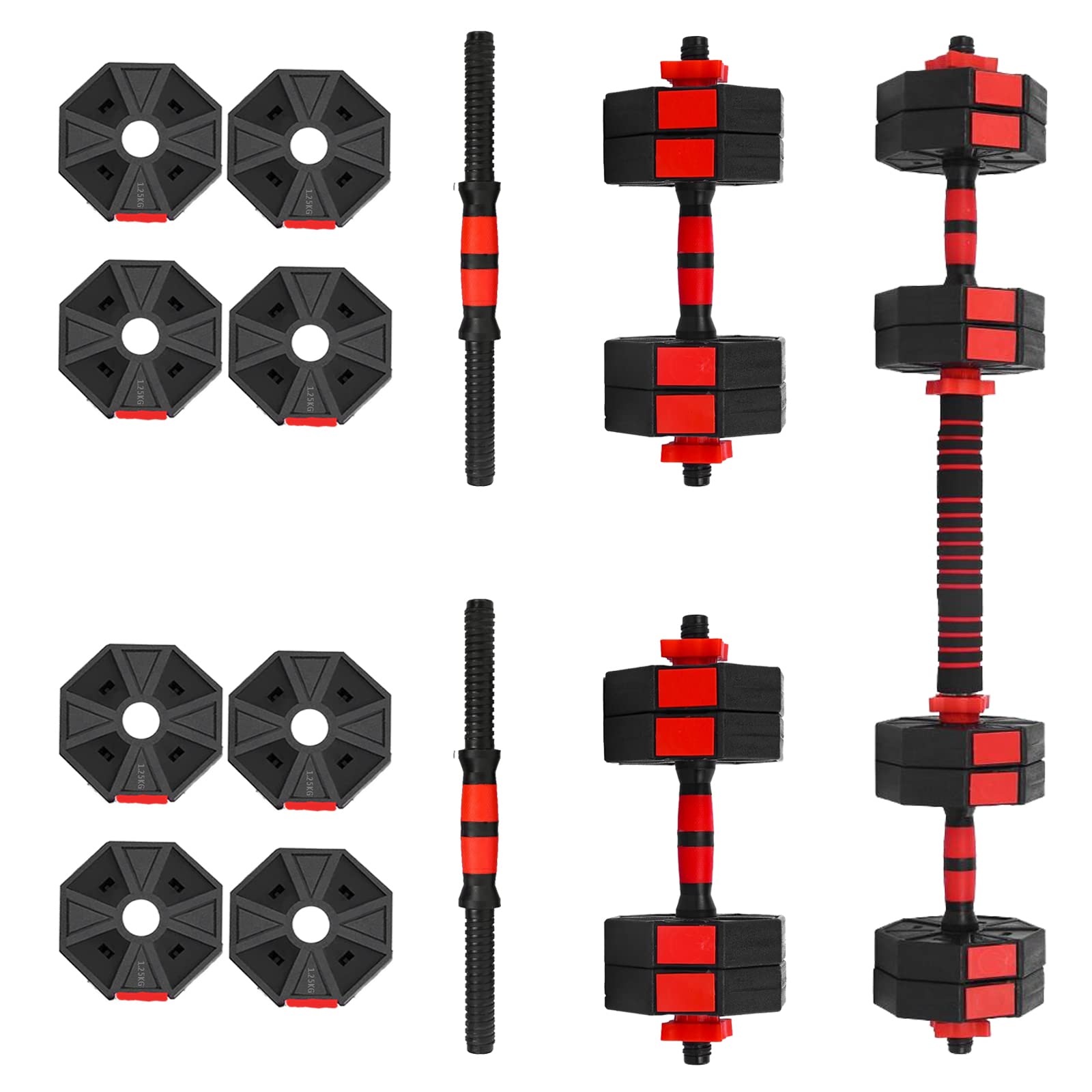 Adjustable Dumbbell Barbell Weight Set - 2 in 1 Free Weights with Connector for Home Gym, Strength Training & Fitness - Perfect for Men & Women Workouts at Home, Office or Travel