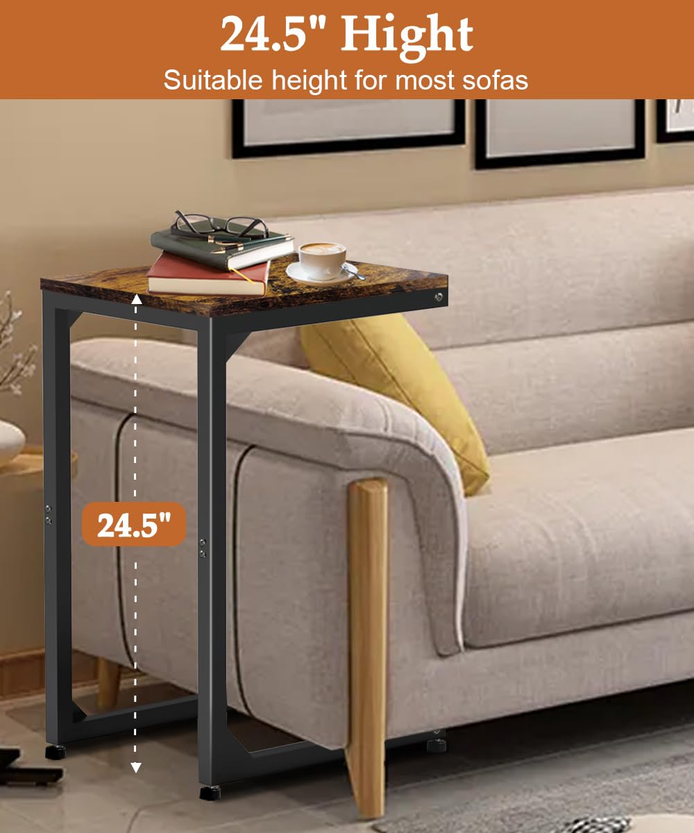 Modern Metal Frame End Table - Small Side Table for Couch, Sofa & Bedside - Black Accent Table for Living Room & Bedroom - Perfect as TV Tray, Nightstand or Coffee Table Companion