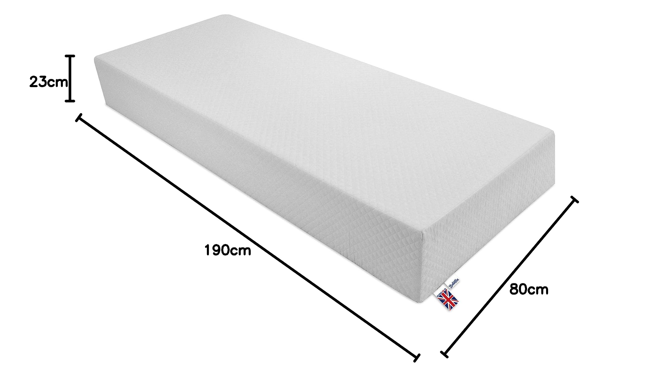 Baldiflex Emporio 80x190x23cm Wimbledon Top 7-Zone Memory Foam Mattress - Removable Zipper Cover + Free Pillow Gift - Perfect for Guest Rooms, Dorms & Small Apartments