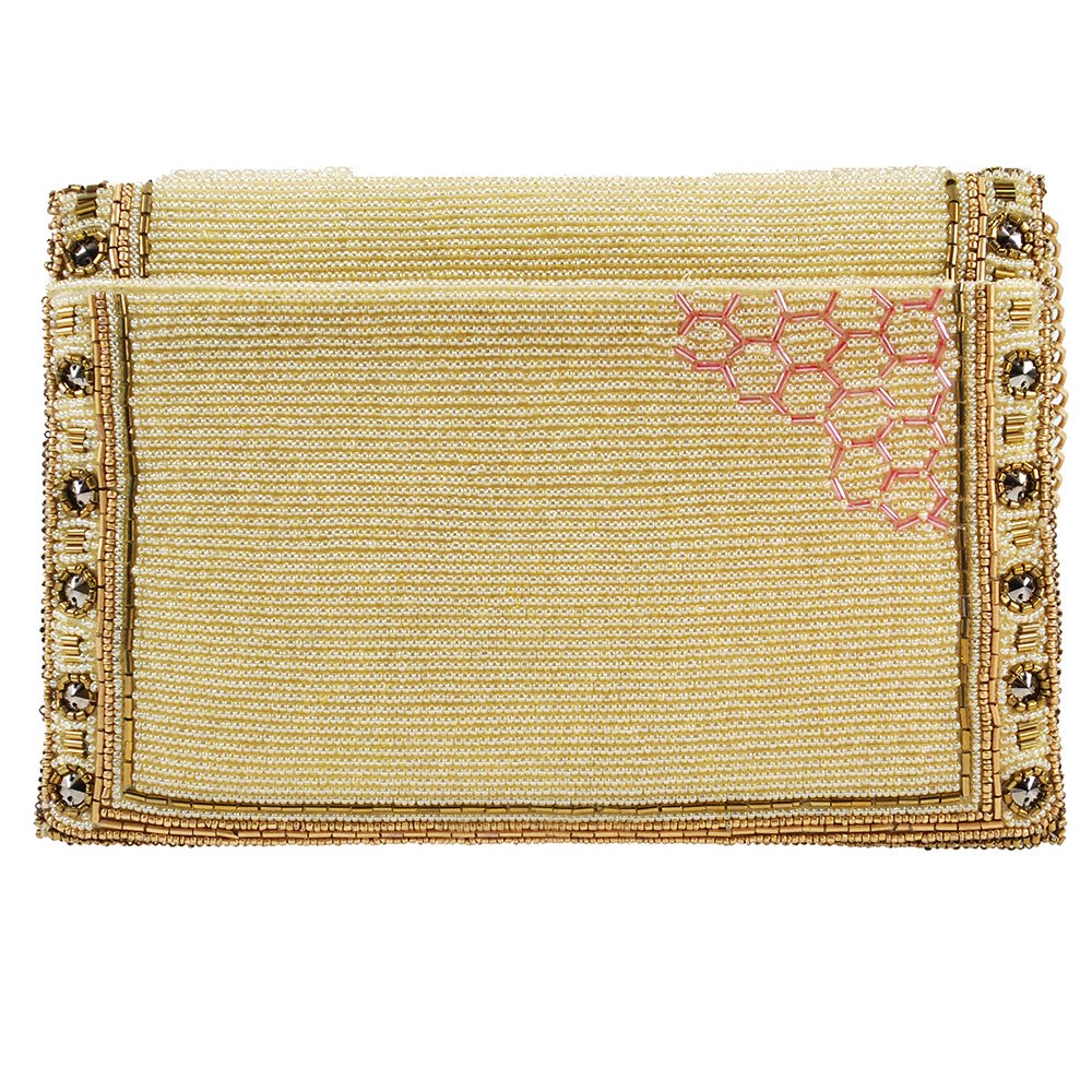 Mary Frances Buzzed Crossbody Clutch Handbag for Women - Elegant Cream Leather Purse with Adjustable Strap, Perfect for Parties, Weddings & Evening Events